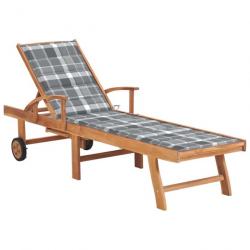 Transat chaise longue bain de soleil lit de jardin terrasse meuble d'extérieur avec coussin à carre