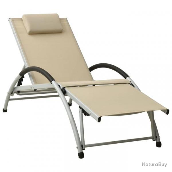 Transat chaise longue bain de soleil lit de jardin terrasse meuble d'extrieur avec oreiller textil