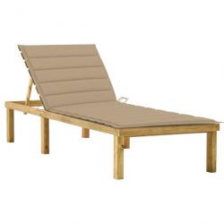 Transat chaise longue bain de soleil lit de jardin terrasse meuble d'extérieur 200 cm avec coussin