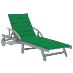 Transat chaise longue bain de soleil lit de jardin terrasse meuble d'extérieur 200 cm avec coussin
