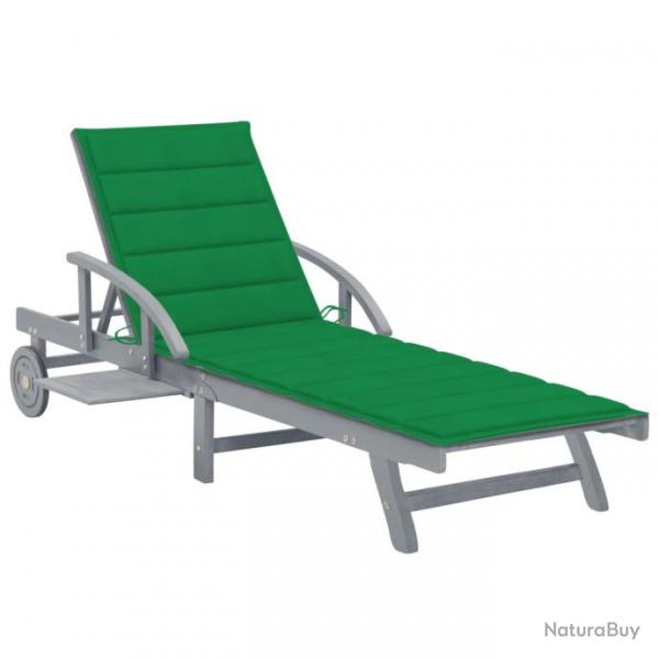 Transat chaise longue bain de soleil lit de jardin terrasse meuble d'extrieur 200 cm avec coussin