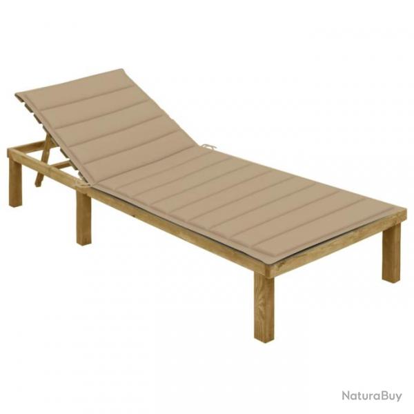 Transat chaise longue bain de soleil lit de jardin terrasse meuble d'extrieur 200 cm avec coussin