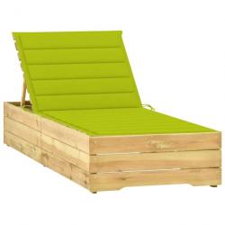 Transat chaise longue bain de soleil lit de jardin terrasse meuble d'extérieur avec coussin vert vi