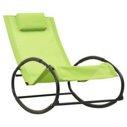 Transat chaise longue bain de soleil lit de jardin terrasse meuble d'extérieur avec oreiller acier