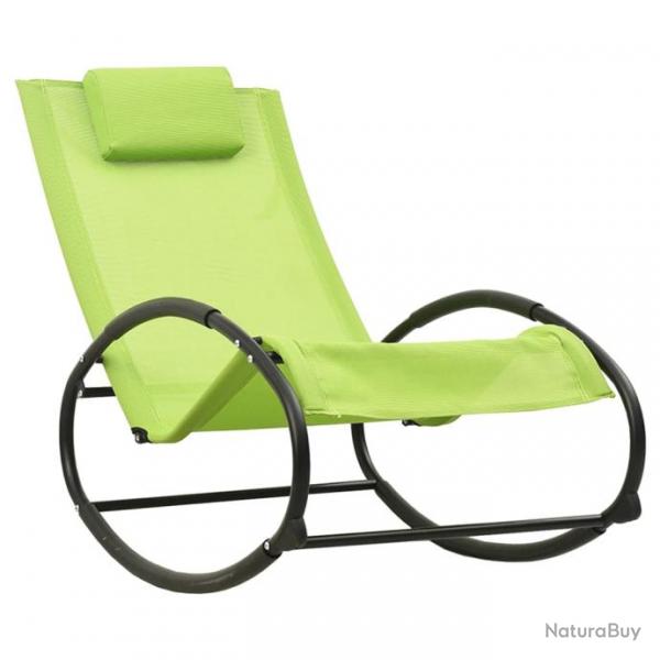 Transat chaise longue bain de soleil lit de jardin terrasse meuble d'extrieur avec oreiller acier