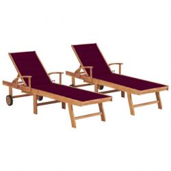 Lot de 2 transats chaise longue bain de soleil lit de jardin terrasse meuble d'extérieur 195 cm ave