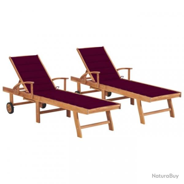 Lot de 2 transats chaise longue bain de soleil lit de jardin terrasse meuble d'extrieur 195 cm ave