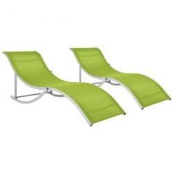Lot de deux chaises longues pliables textilène vert 02_0011954