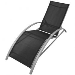 Chaises longues transat bain de soleil 156 x 60 x 89 cm en aluminium noir 02_0011926