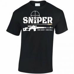 T-shirt SVD Dragunov "SNIPER ONE SHOT, ONE KILL" - Noir