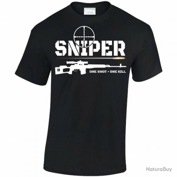 T-shirt SVD Dragunov "SNIPER ONE SHOT, ONE KILL" - Noir