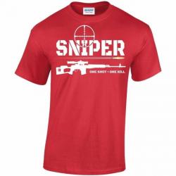 T-shirt SVD Dragunov "SNIPER ONE SHOT, ONE KILL" - Rouge