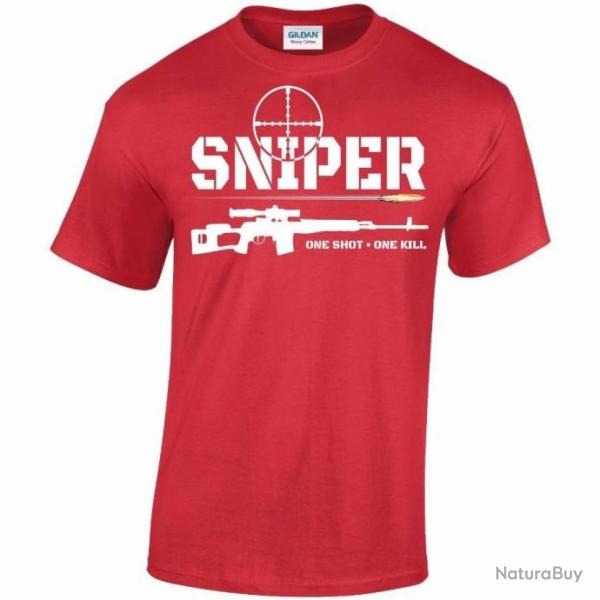 T-shirt SVD Dragunov "SNIPER ONE SHOT, ONE KILL" - Rouge