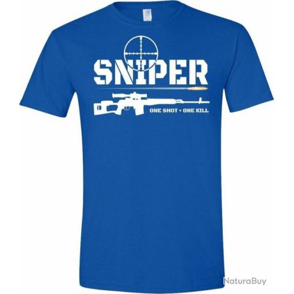 T-shirt SVD Dragunov "SNIPER ONE SHOT, ONE KILL" - Bleu