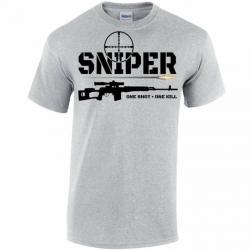 T-shirt SVD Dragunov "SNIPER ONE SHOT, ONE KILL" - Gris