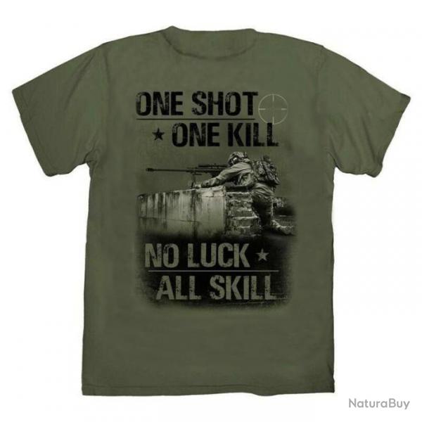 T-shirt "ONE SHOT ONE KILL, NO LUCK ALL SKILL"