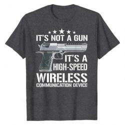 T-shirt "IT'S NOT A GUN IT'S A HIGH-SPEED WIRELESS COMMUNICATION DEVICE" - Gris chiné
