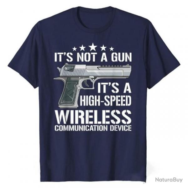 T-shirt "IT'S NOT A GUN IT'S A HIGH-SPEED WIRELESS COMMUNICATION DEVICE" - Bleu Marine