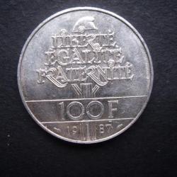 FRANCE = PIECE DE 100 FRANCS  EN ARGENT DE 1987