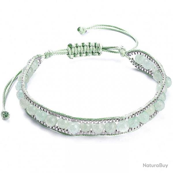 Bracelet wrap avec chaine vnitienne et perles rondes en aventurine verte