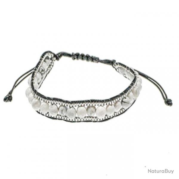 Bracelet wrap avec chaine vnitienne et perles rondes en howlite
