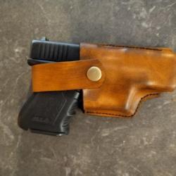 Holster Glock court bruni 9mm en cuir