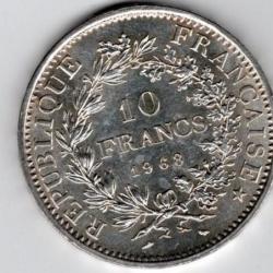 10 francs  argent  1968  -  état  SUP