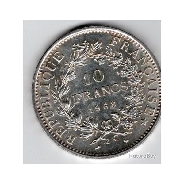 10 francs  argent  1968  -  tat  SUP