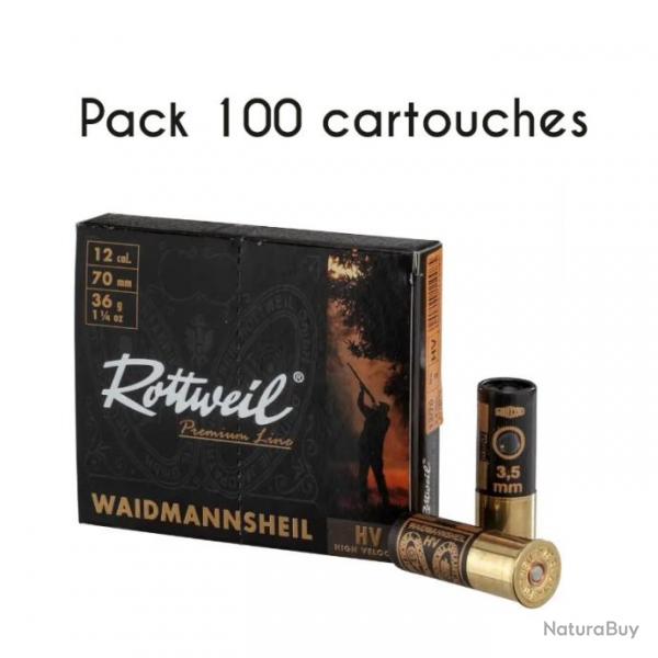 100 Cartouches Rottweil Waidmannsheil HV calibre 12 Pl n4 4