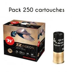 250 Cartouches Winchester ZZ Pigeon Calibre 12 pl n° 7,5 7 -1/2