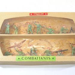 Rare coffret Starlux combattants; bérets rouge para figurines soldats vintage collection. Complet
