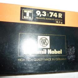 BALLES  RWS  CALIBRE 9,3X74R  T.MANTEL  285 GRAINS / 18,5 GR