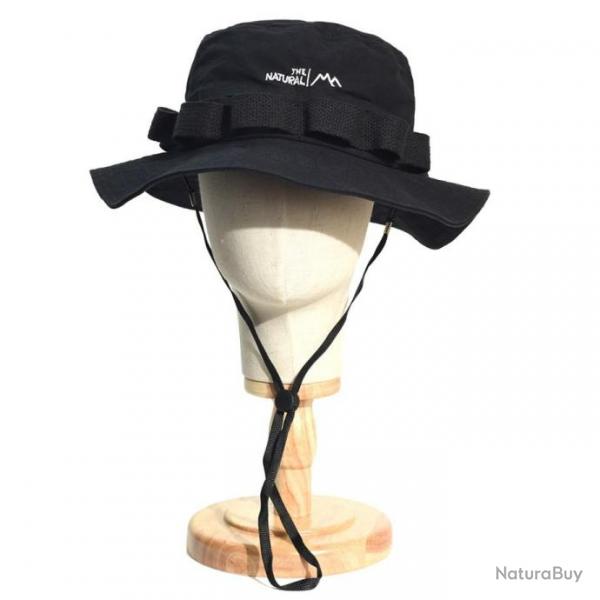 Chapeau d't en coton respirant avec attache - Noir