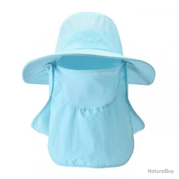Chapeau de protection solaire 3 en 1 tte nuque visage modulable - Bleu Ciel