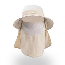 Chapeau de protection solaire 3 en 1 tête nuque visage modulable - Beige