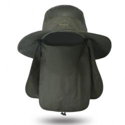 Chapeau de protection solaire 3 en 1 tête nuque visage modulable - Vert