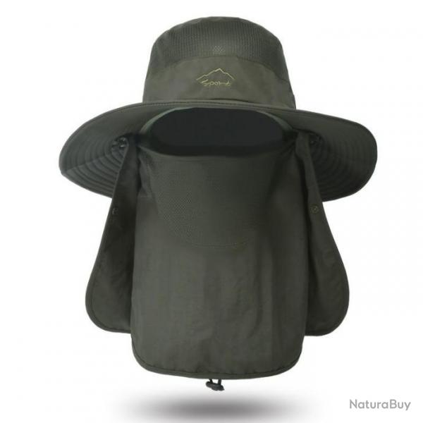 Chapeau de protection solaire 3 en 1 tte nuque visage modulable - Vert