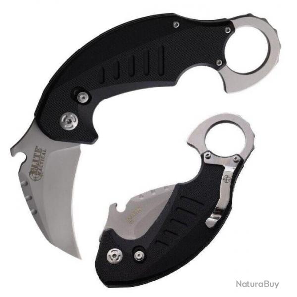 Couteau Elite Tactical Sabretooth Karambit Lame Acier D2 Manche G10 Rapid Lock Clip ETFDR016