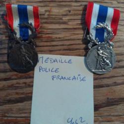 Lot de 2 médailles police française
