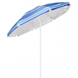 Parasol d'extérieur de plage 200 cm bleu à rayures 02_0007995