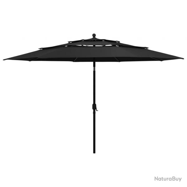 Parasol mobilier de jardin  3 niveaux avec mt en aluminium 3,5 m noir 02_0008760