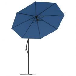 Parasol mobilier de jardin déporté à led et mât en acier 300 cm azuré 02_0008577