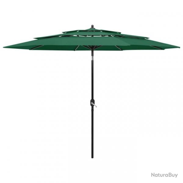 Parasol mobilier de jardin  3 niveaux avec mt en aluminium 3 m vert 02_0008782