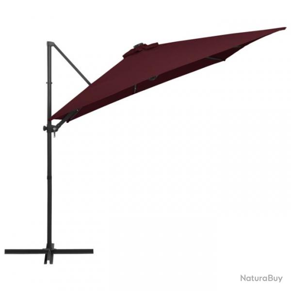 Parasol mobilier de jardin dport avec lumires led 250 x 250 cm rouge bordeaux 02_0008457