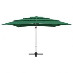 Parasol mobilier de jardin à 4 niveau x avec mât en aluminium 250 x 250 cm vert 02_0008798