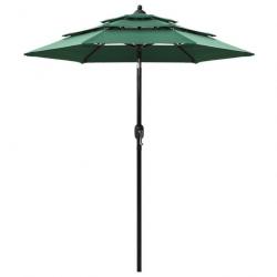 Parasol mobilier de jardin à 3 niveaux avec mât en aluminium 2 m vert 02_0008778