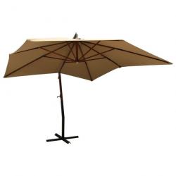 Parasol mobilier de jardin suspendu avec mât en bois 300 cm taupe 02_0008710
