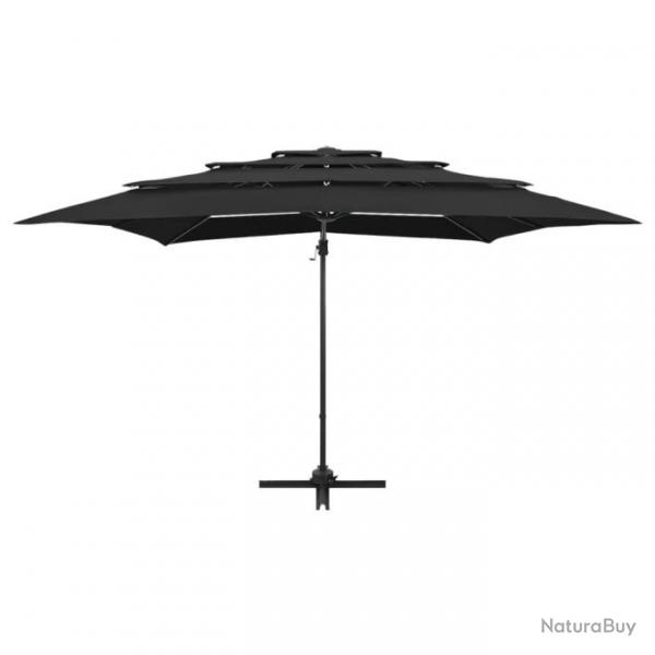 Parasol mobilier de jardin  4 niveaux avec mt en aluminium 250 x 250 cm noir 02_0008790