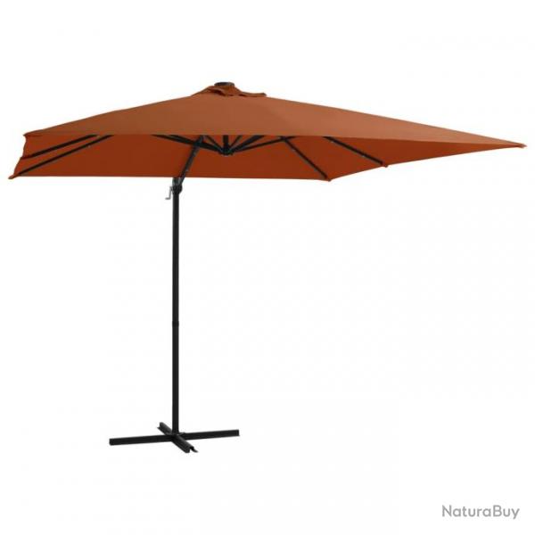 Parasol mobilier de jardin dport avec lumires led 250 x 250 cm orange 02_0008460