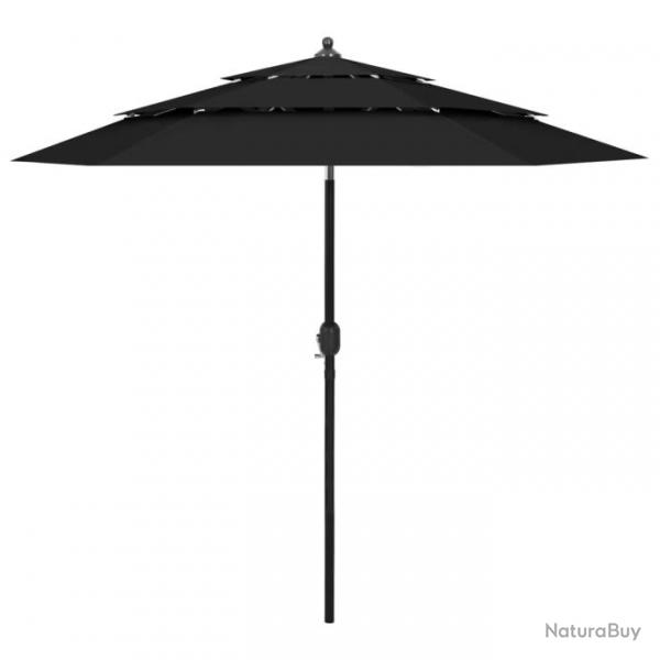 Parasol mobilier de jardin  3 niveaux avec mt en aluminium 2,5 m noir 02_0008756